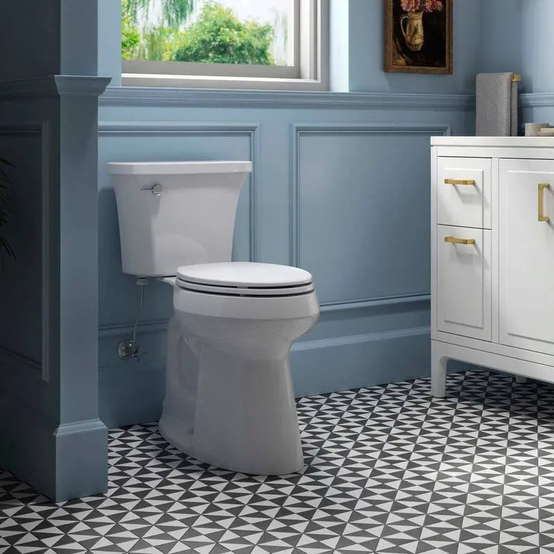 KOHLER Highline Arc Extra-Tall Elongated Toilet – 1.28 GPF Single-Flush, White, Includes Soft-Close Seat