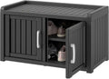 Kamaboko Waterproof Shoe Storage Cabinet – UV-Resistant Outdoor/Indoor Entryway Bench with Dual Barn Doors