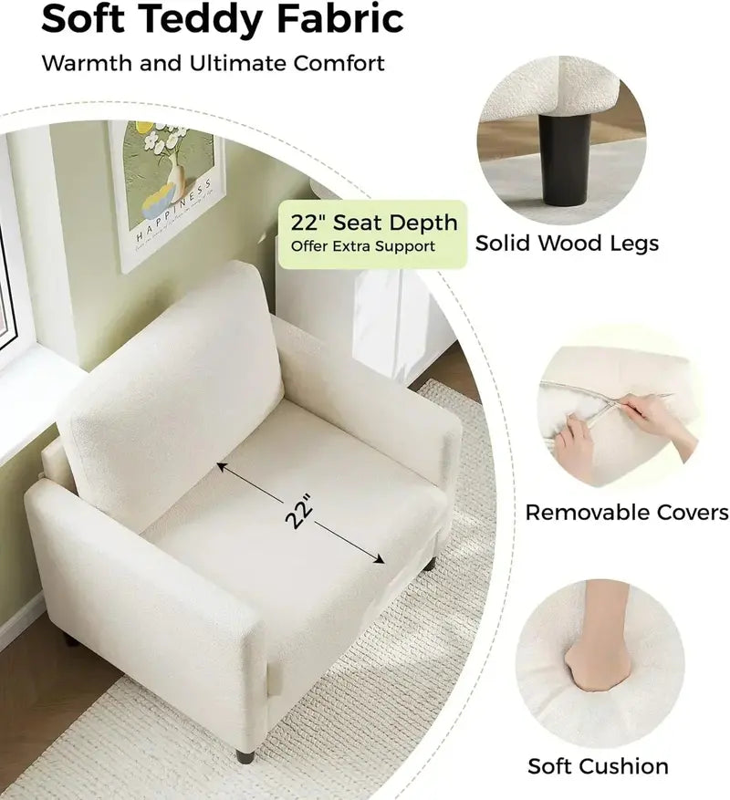 Loveseat Sofa – 51-Inch Corduroy Love Seat with Effortless Tool-Free Assembly & Plush Comfort