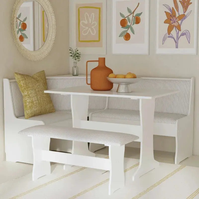 Sedley Farmhouse Nook Dining Set – Compact Breakfast Nook with Built-In Storage