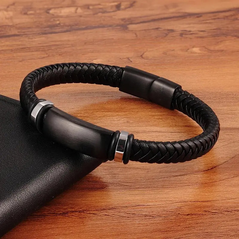 Contemporary Men's Leather Wrap Bracelet