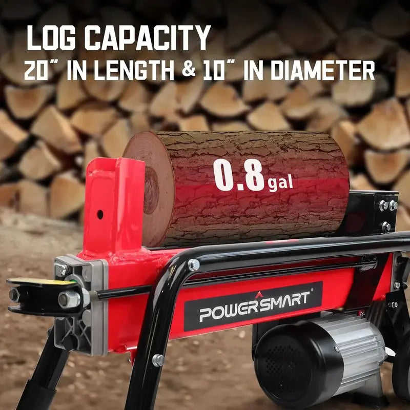PowerSmart 7-Ton Electric Log Splitter – Horizontal Full-Beam Design with 3,500 RPM Motor, 15-Amp Motor, and Reinforced Steel Wedge