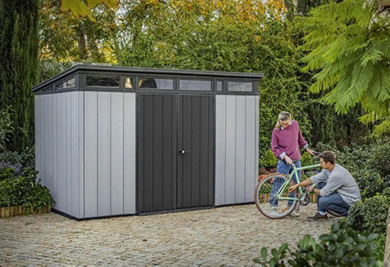 Keter Artisan 11′ x 7′ Modern Resin Storage Shed Kit – Stylish, All-Weather Outdoor Storage for Patio Furniture & Garden Equipment
