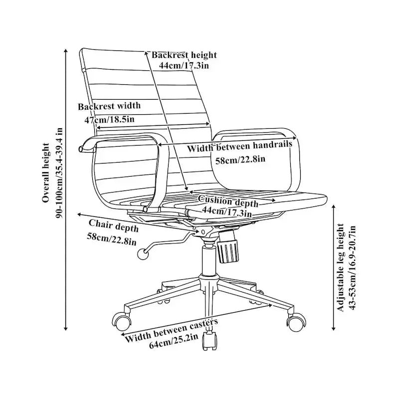 LUXMOD Ribbed Ergonomic Office Chair – Breathable Mesh Back & Adjustable Seat