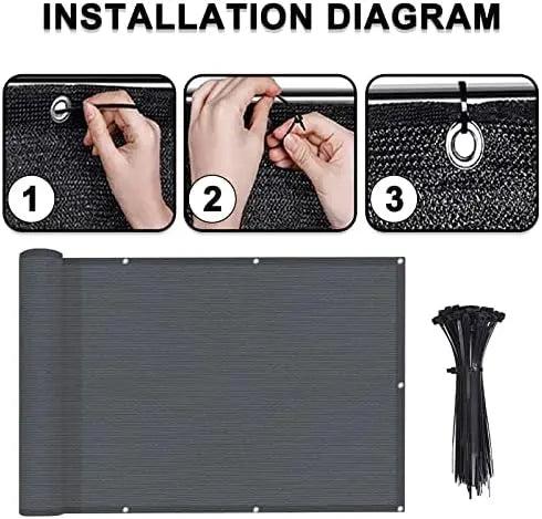 LOVE STORY 3'x10′ Charcoal HDPE Privacy Screen Fence Cover – UV Protection, Weather-Resistant for Deck, Patio, Backyard, Pool, Porch, Railing