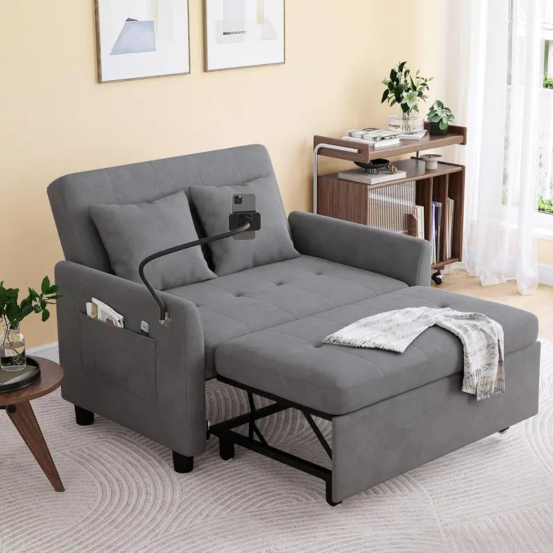 Compact 3-in-1 Loveseat Sleeper Sofa – Pull-Out Convertible Couch for Small Living Areas