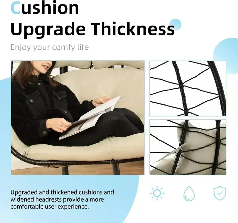 Double Egg Hammock Swing Chair – Foldable UV-Resistant Hanging Loveseat with Stand for Indoor or Outdoor Use