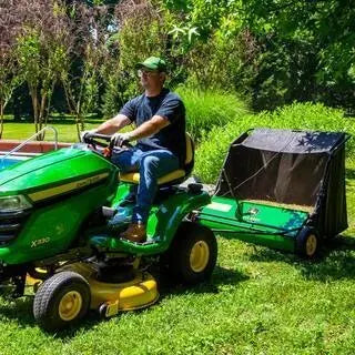 John Deere 42-Inch Trailed Lawn Sweeper – 24 Cu. Ft. Capacity, Adjustable Brush Height, Heavy-Duty Construction