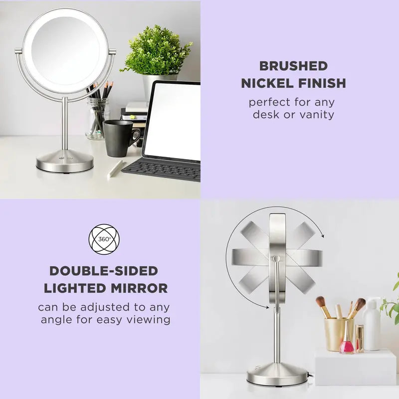 Conair Lighted Vanity Mirror – Dual-Sided (1X & 10X) Magnifying Makeup Mirror