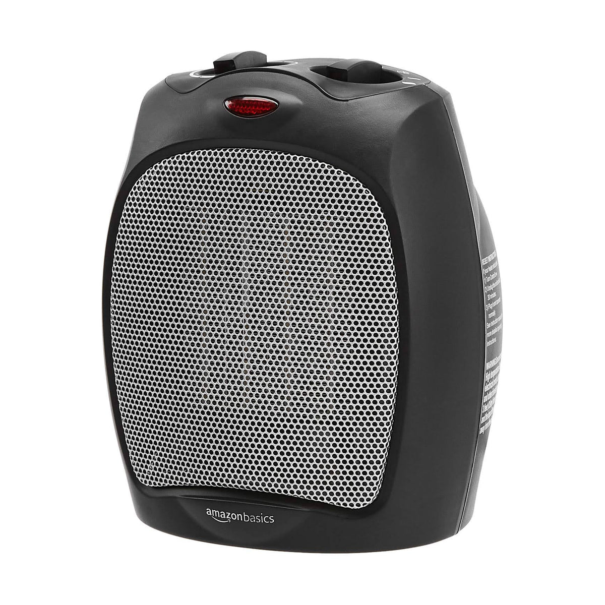 Basics 1500W Ceramic Personal Heater with Adjustable Thermostat Black
