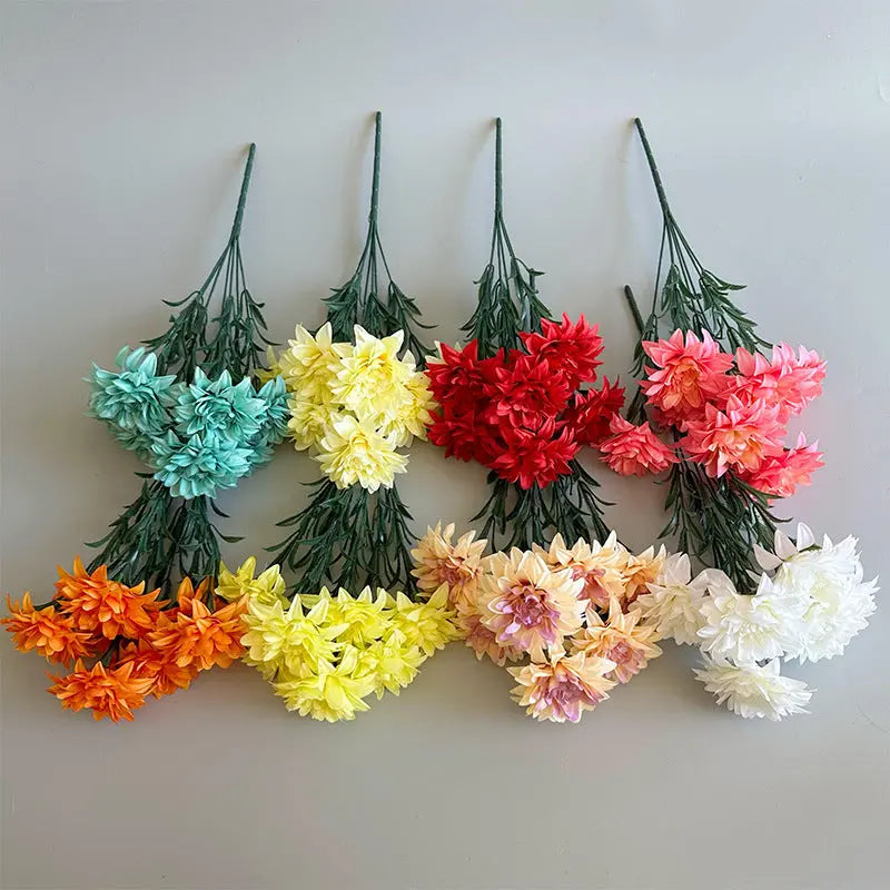 Dahlia-Inspired Silk Bouquet – Mixed Rose and Peony Arrangement for Desktop & Interior Styling