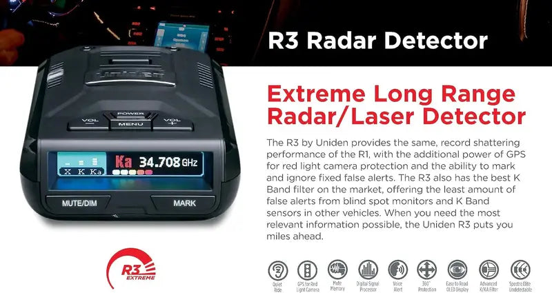 R3 Extreme Long-Range Radar Detector with Real-Time Alerts