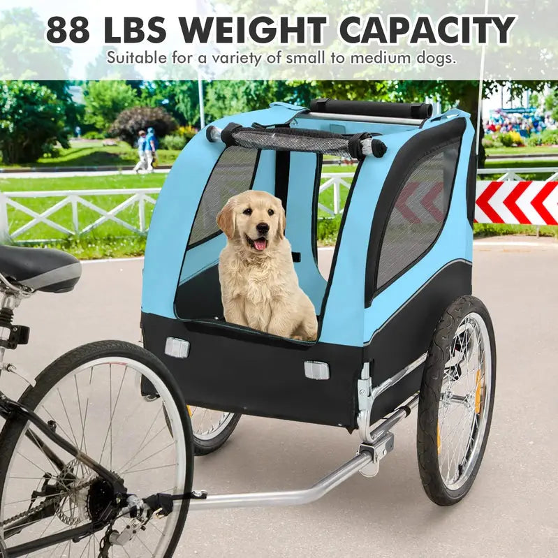 Pet Bike Trailer – 40kg Capacity, Secure Enclosure for Small to Medium Dogs