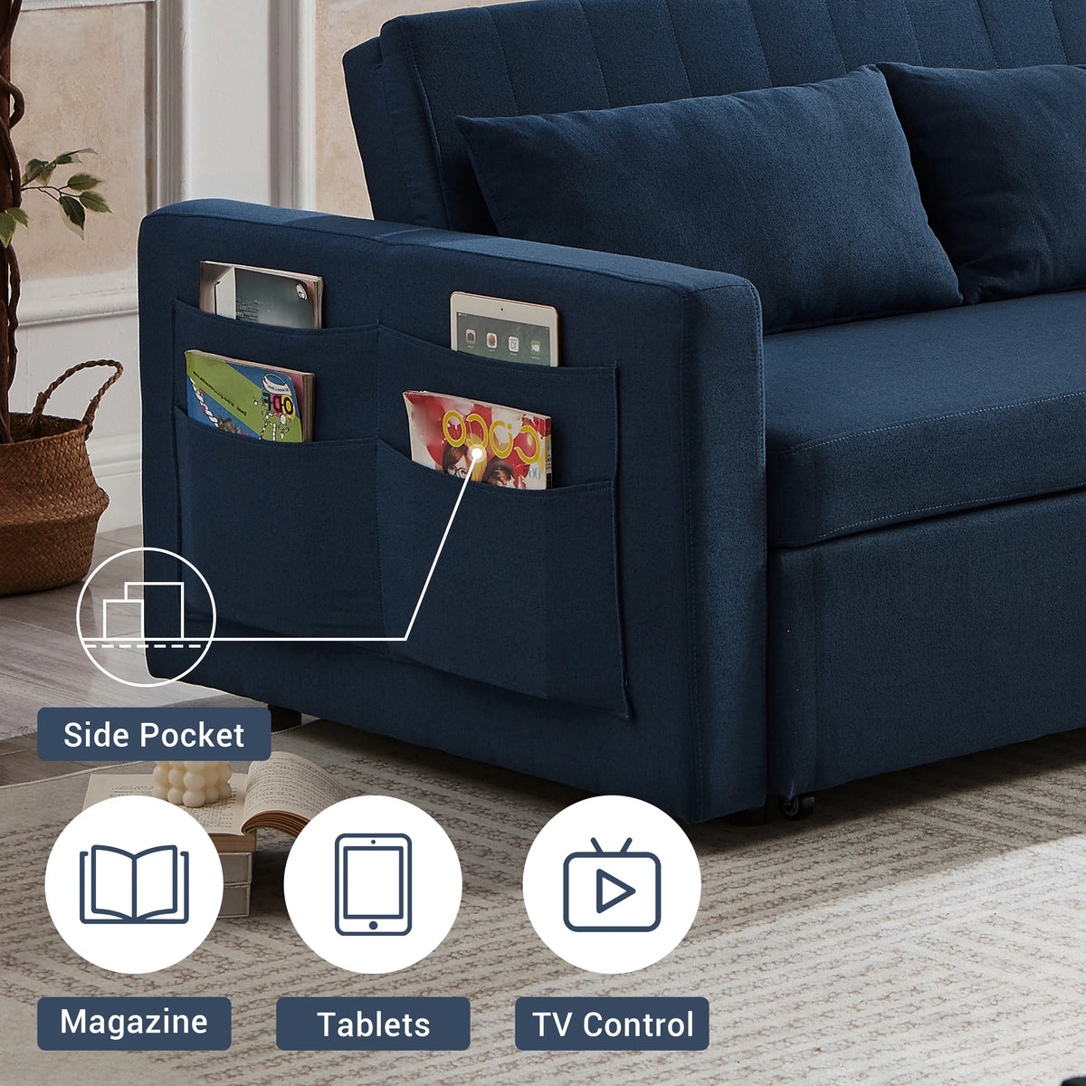 Noodeniya 54" Twins Pull Out Sofa Bed, Modern Convertible Sleeper Couch, Fabric Loveseat for Small Place, Light Gray
