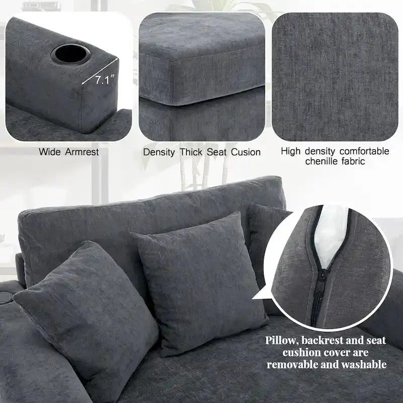 Oversized Chaise Lounger – Three-Size Options with Complementary Throw Pillows