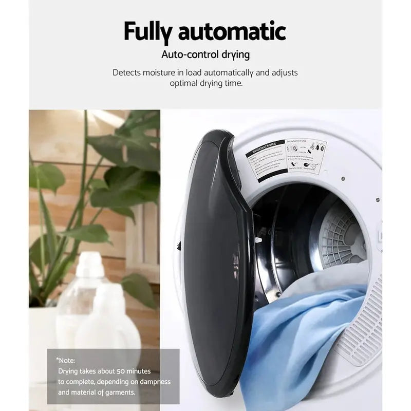 Devanti 5kg Fully Automatic Tumble Dryer – Compact Black Laundry Appliance