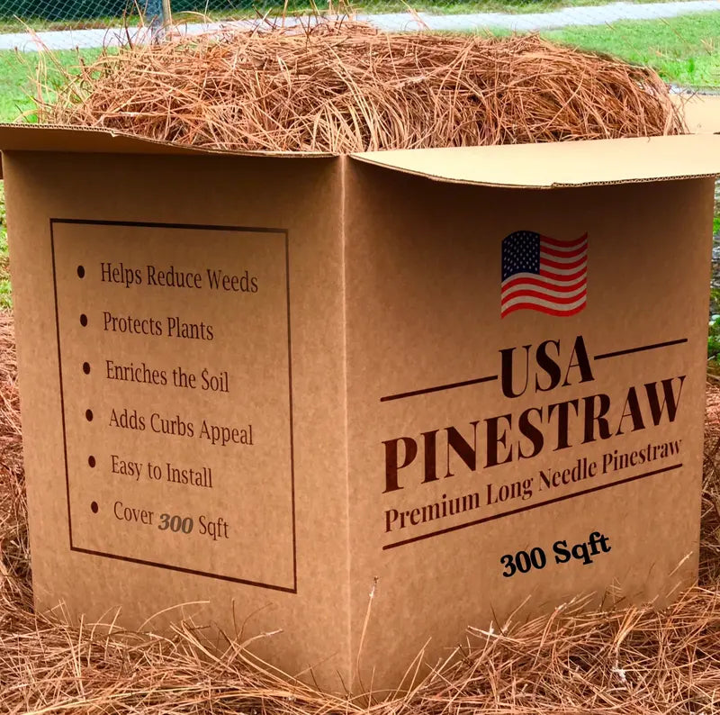 Premium Long-Needle Pine Straw Mulch – Covers Up to 300 Sq. Ft.