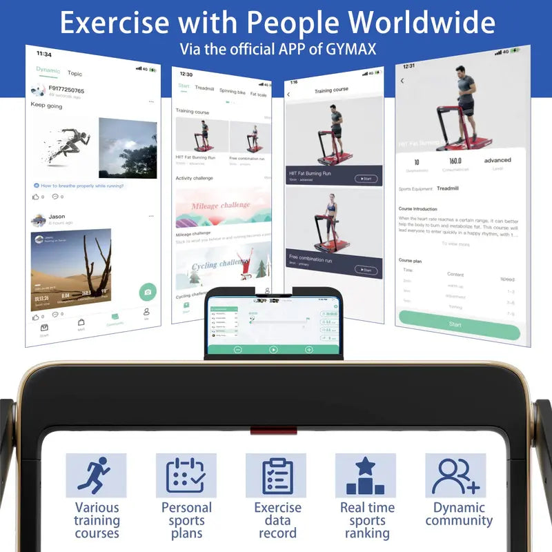 Smart Under-Desk Treadmill – 2.25HP Folding Model with App Connectivity