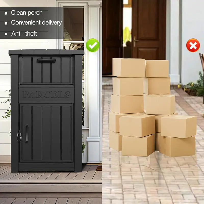LHBGO Secure Outdoor Package Delivery Box – Lockable, Weatherproof Mail & Parcel Storage Unit