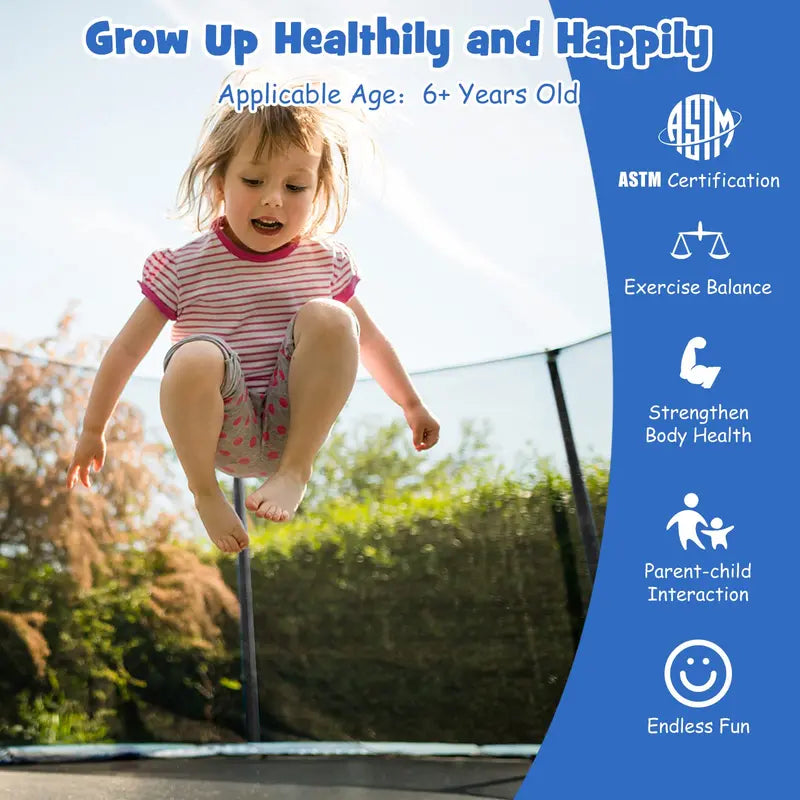 Round Trampoline in Multiple Sizes: 8ft, 10ft, and 12ft Options