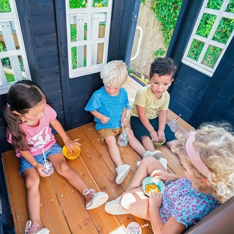 KidKraft Cozy Escape Navy Playhouse – Fully Assembled Backyard Play Structure