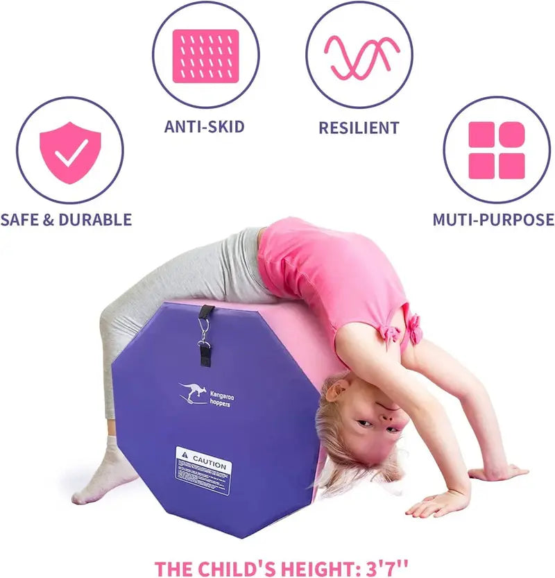 Kangaroo Hoppers Octagon Tumbling Mat – 24″ x 26″ Gymnastics & Fitness Mat with Carry Handles (Pink/Purple)