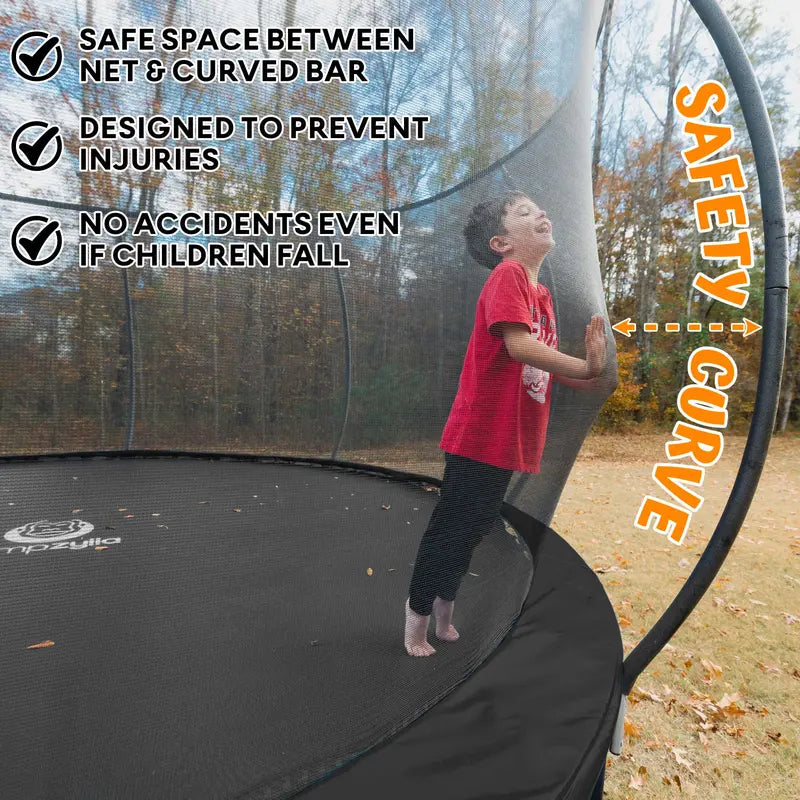 JUMPZYLLA 8-Foot Outdoor Trampoline with Safety Enclosure for Kids