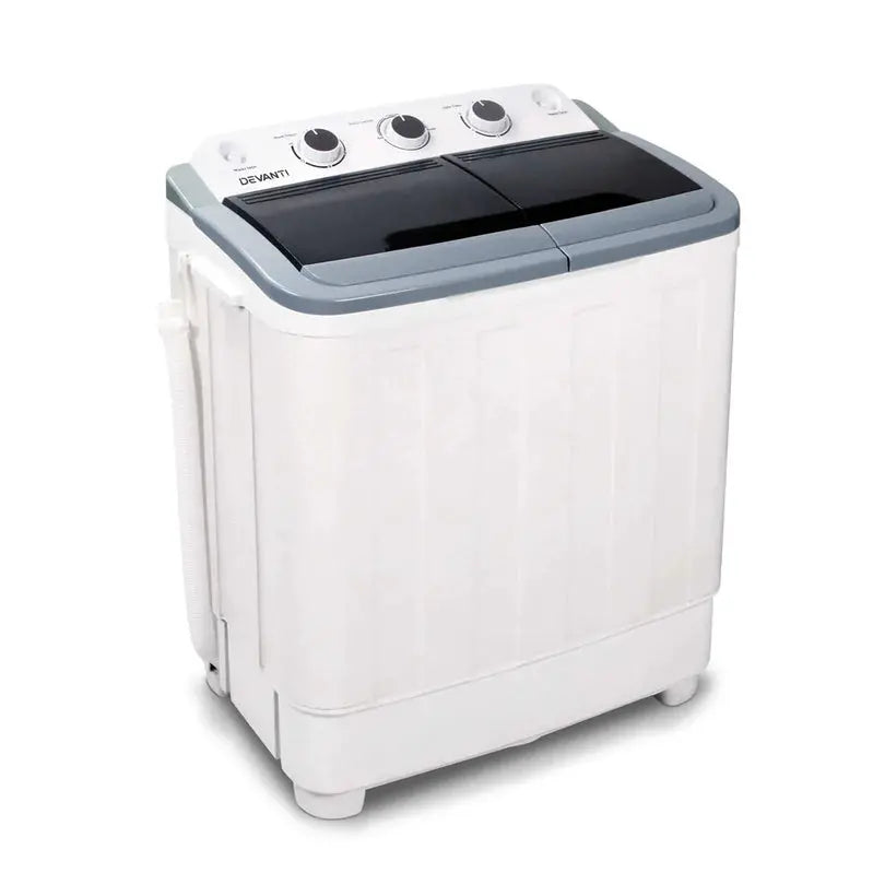 Devanti 5kg Portable Twin-Tub Washing Machine – Compact White Laundry Solution