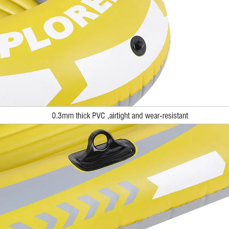 Dual-Chamber Inflatable Kayak Set – 2-Person Sport Raft with Welded Oar Locks, Grab Handles, Bow Rope & Ergonomic Design