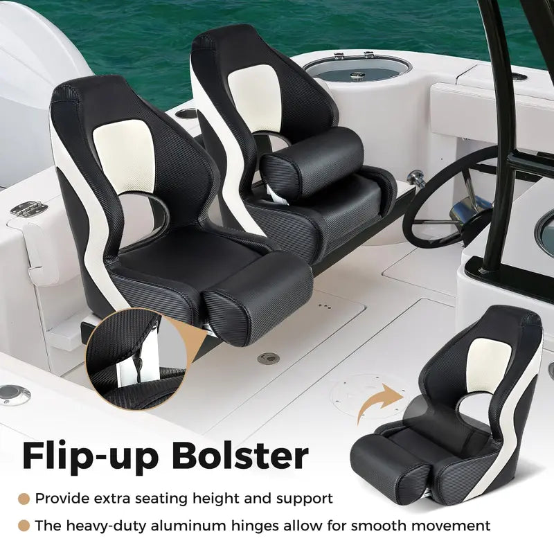Flip-Up Sports Boat Seat – Ergonomic Captain's Bucket Design with Waterproof PVC Upholstery