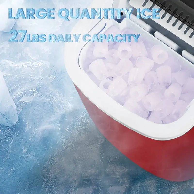 KISSAIR Compact Ice Maker – 26 lbs/Day Countertop Unit with Self-Cleaning Function
