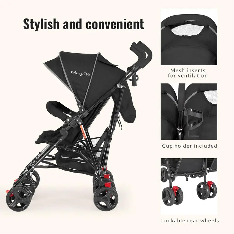 Lightweight Twin Umbrella Stroller – Compact Double Stroller for Infant & Toddler, Easy-Fold Design with Large Canopy & Storage Basket