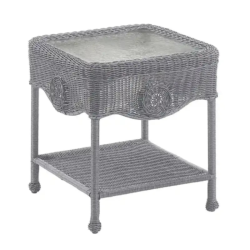 Riviera Resin Wicker Side Table – 18-Inch Lightweight Indoor/Outdoor Accent Piece