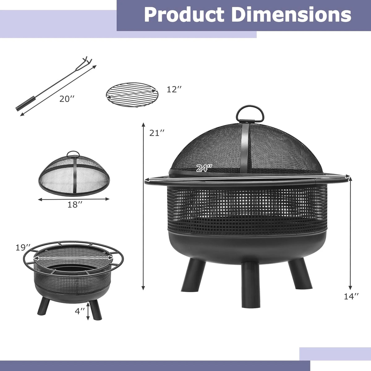 Tangkula Fire Pit for Outside Wood Burning