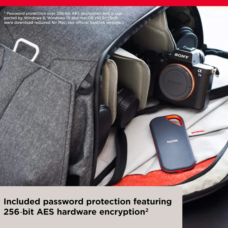 SanDisk Extreme PRO Portable SSD – 1TB, Up to 2000MB/s Transfer Speed, Rugged Design