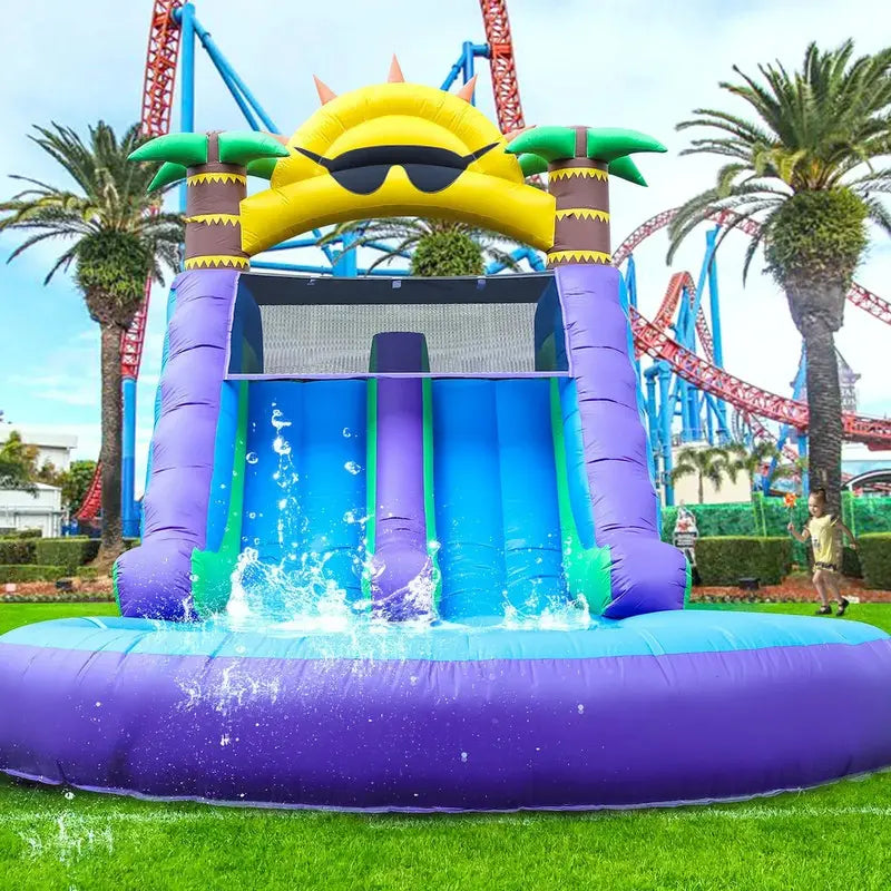 Relunch 26-Foot Inflatable Dual-Lane Water Slide for Kids & Adults – PVC Outdoor Splash Park with Blower & Pool