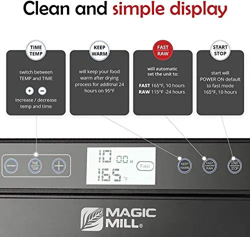 Magic Mill Food Dehydrator Machine with Digital Adjustable Timer, Dryer for Jerky, Herb, Meat