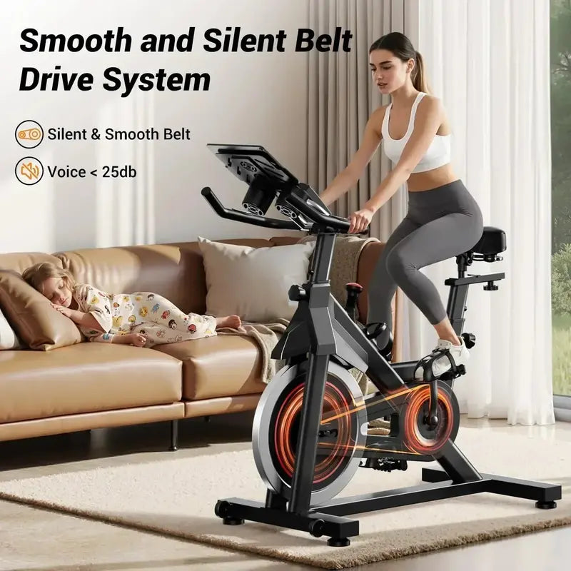 CURSOR FITNESS Heavy-Duty Exercise Bike – 300 LB Capacity, Silent Belt Drive Home Trainer