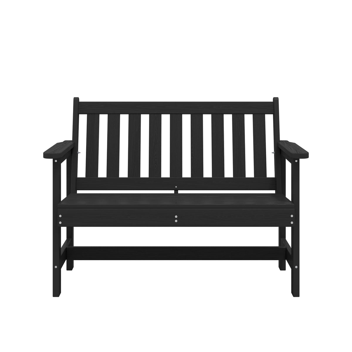 SERWALL Outdoor Bench for 2 - Person, Weather - Resistant HDPE with Aluminum Reinforcement, Supports 660 lb, Comfortable Seating for Patio, Garden, and Porch, Black