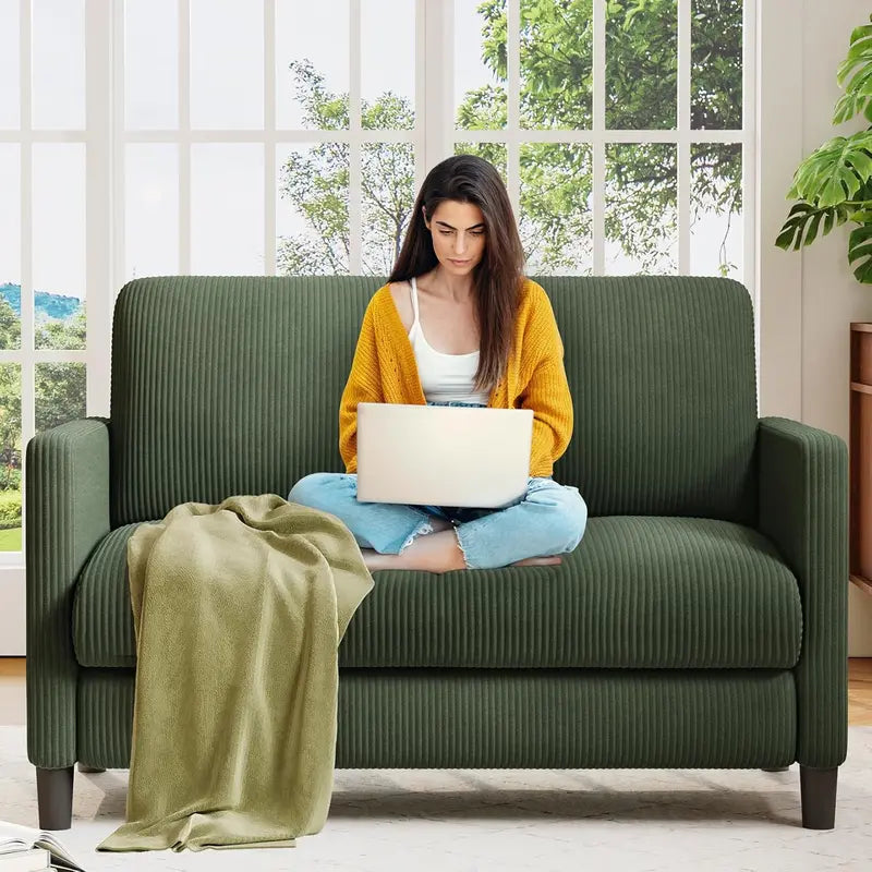 Loveseat Sofa – 51-Inch Corduroy Love Seat with Effortless Tool-Free Assembly & Plush Comfort
