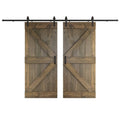 Coast Sequoia Inc K Series 76 in. x 84 in. Smoky Gray DIY Knotty Wood Double Sliding Barn Door with Hardware Kit