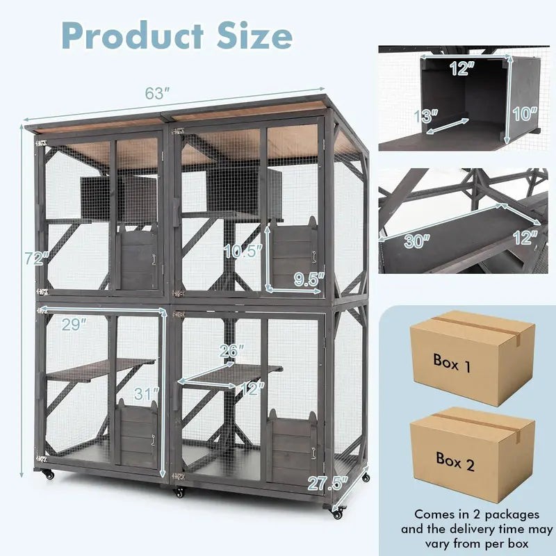 Large Outdoor Cat Enclosure (Catio) – Secure, Weather-Resistant Play Space for Indoor-Outdoor Feline Freedom