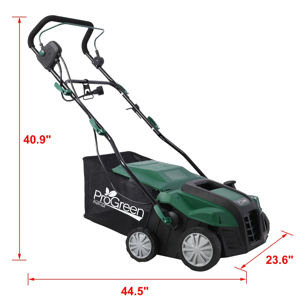 16 in Garden Scarifier, Segmart 15amp Electric Powered Walk - Behind Lawn Dethatcher with 58QT Large Collection Bag, 2 - in - 1 Walk - Behind Lawn Scarifier for Healthier, Lush Green Lawn