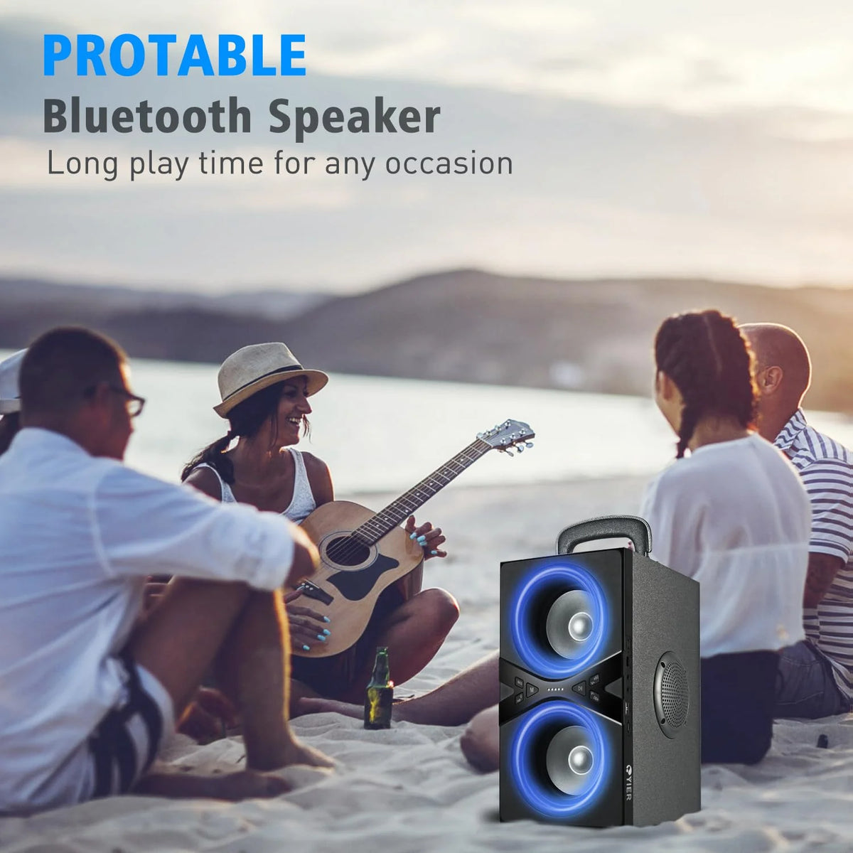 YIER Wireless TWS Portable Bluetooth Speaker with Lights