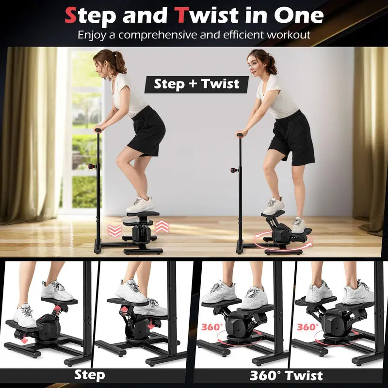 Dual-Function Twist Stepper – Waist Trimmer Platform with Handlebar & LCD Display