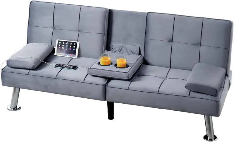 FLEXISPOT Futon Sofa Bed with USB-C Charging & Adjustable Backrest