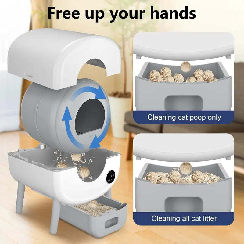 Smart Self-Cleaning Cat Litter Box – App-Controlled Automatic Unit with Safety Sensors and 2-Pack Garbage Bags