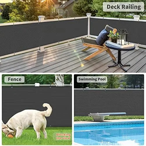 LOVE STORY 3'x10′ Charcoal HDPE Privacy Screen Fence Cover – UV Protection, Weather-Resistant for Deck, Patio, Backyard, Pool, Porch, Railing
