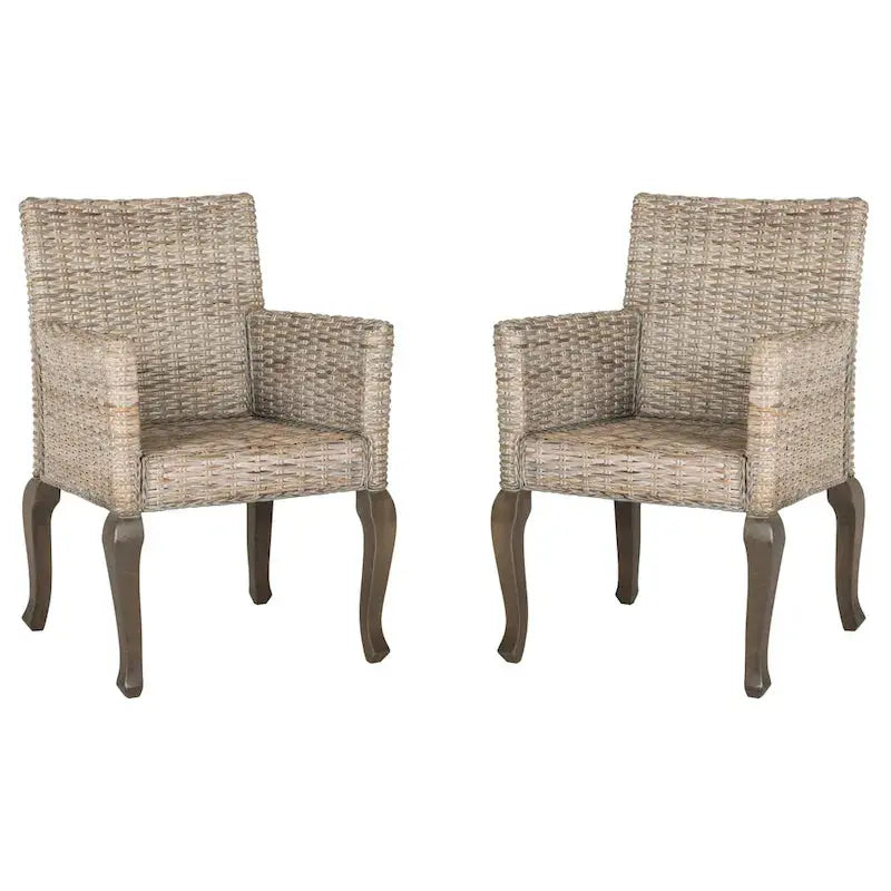 Safavieh Alearda Natural Dining Chairs – Set of 2 Modern Wooden Side Chairs (23″W x 24.4″D x 34″H)