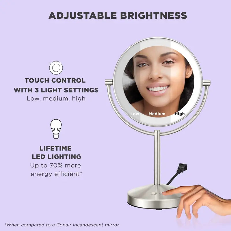 Conair Lighted Vanity Mirror – Dual-Sided (1X & 10X) Magnifying Makeup Mirror